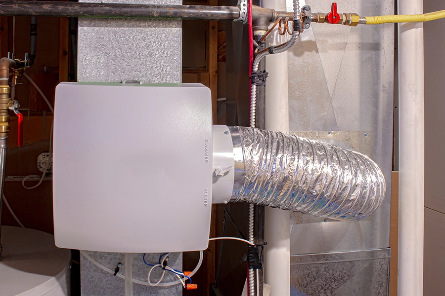 A humidifier sitting in the basement of an O’Fallon, IL home.