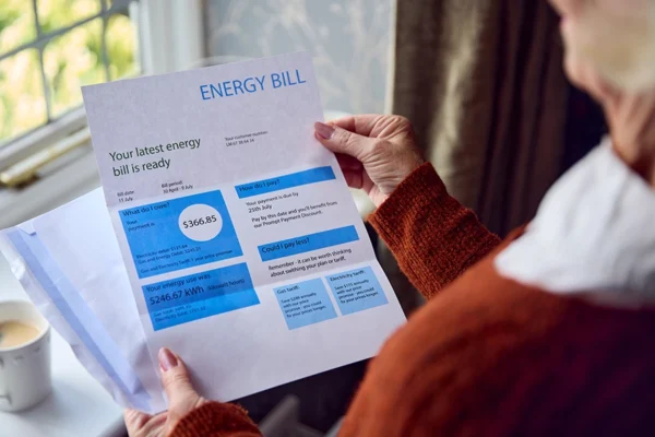 POLAR - A homeowner looking at her energy bill in Collinsville, IL.