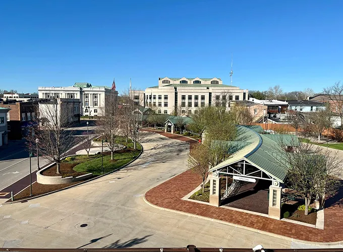 View on top of a commercial building with a commercial hvac replacement project near Collinsville IL