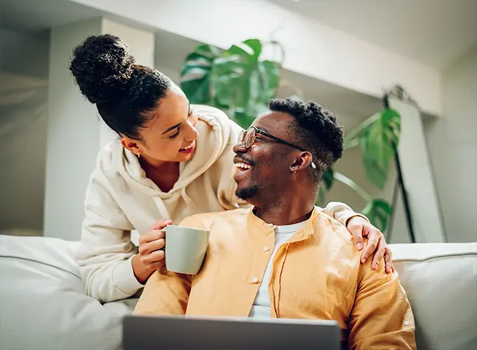 happy and cozy couple
