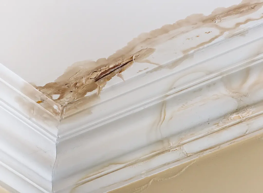 discolored wall caused by water damage from a leak collinsville illinois