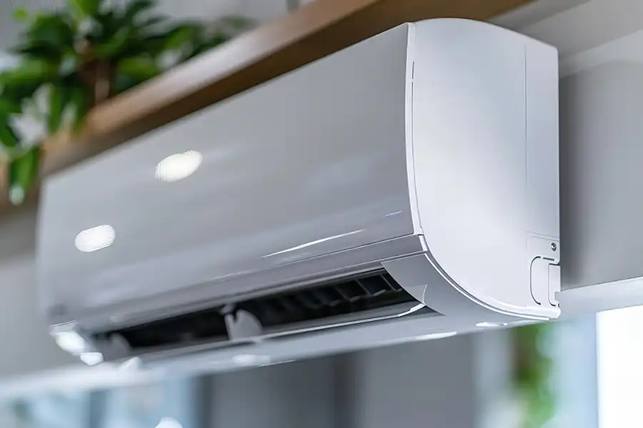 Ductless mini split wall unit in residential living room Belleville, Illinois