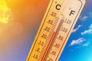 Thermometer indicating warm weather in Belleville IL