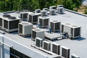 A commercial building with multiple HVAC units for Polar's spring HVAC prep in Belleville IL.