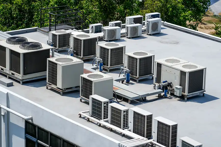 A commercial building with multiple HVAC units for Polar's spring HVAC prep in Belleville IL.