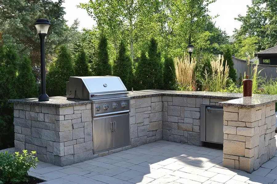 Polar—An outdoor built-in stainless steel grill station with a properly installed gas line at a home in Belleville, IL.