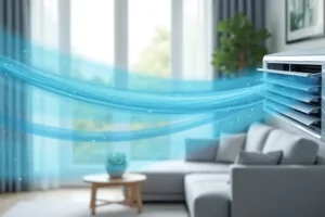 Polar—Air conditioner blowing fresh, blue air waves for a clean filtered apartment environment in Belleville, IL.