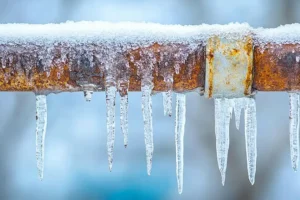 Polar—Frozen water pipes in a home in Collinsville, IL.