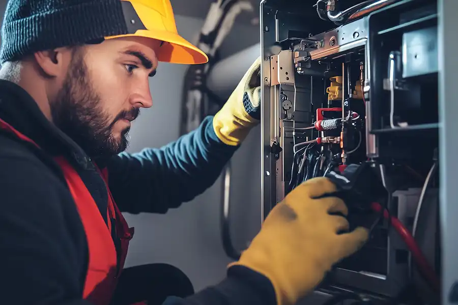 Polar—A heating technician is inspecting a furnace in a business in O’Fallon, IL.