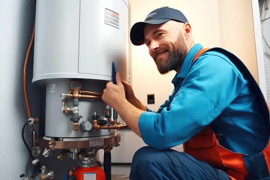 Polar—A professional technician installs a new water heater in a home in O’Fallon, IL.